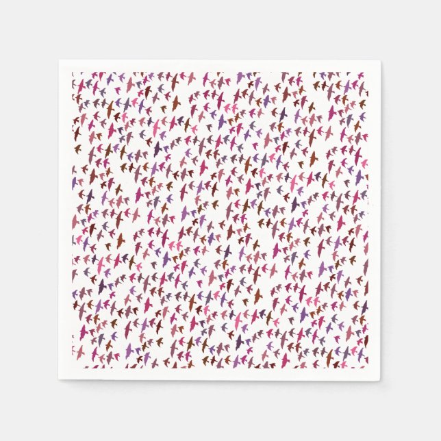 Guardanapo De Papel Bando de Aves em Rosa e Roxo (Frente)