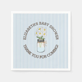 Guardanapo De Papel Banhas Azuis e Brancas com Chá de fraldas Mason Ja