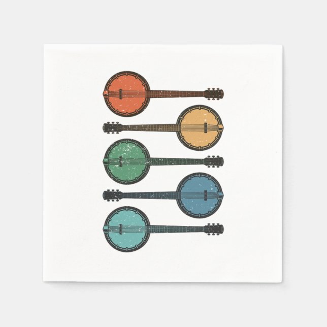 Guardanapo De Papel Banjo Instrumento Música country Acústica Blue Pre (Frente)