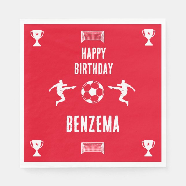 Guardanapo De Papel Banner de aniversário de futebol (Frente)