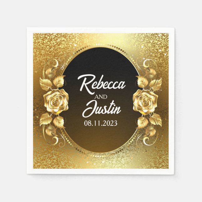 Guardanapo De Papel Banner Dourado Floral Modern Boho (Frente)