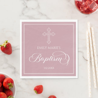 Guardanapo De Papel Baptism Gold boho Mauve modern napkin