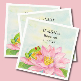 Guardanapo De Papel Baptism Pink Waterlily & Tree Frog