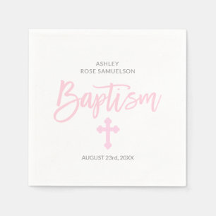 Guardanapo De Papel BAPTISMO transversal branco cor-de-rosa