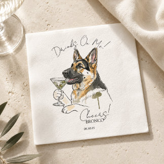 Guardanapo De Papel Bar Aberto de Martini com Cachorro Alemão Desenhad