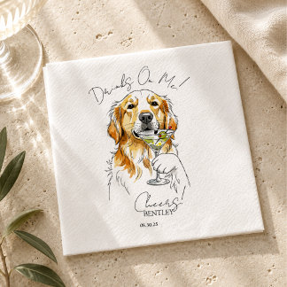Guardanapo De Papel Bar Aberto de Martini do Golden Retriever Desenhad
