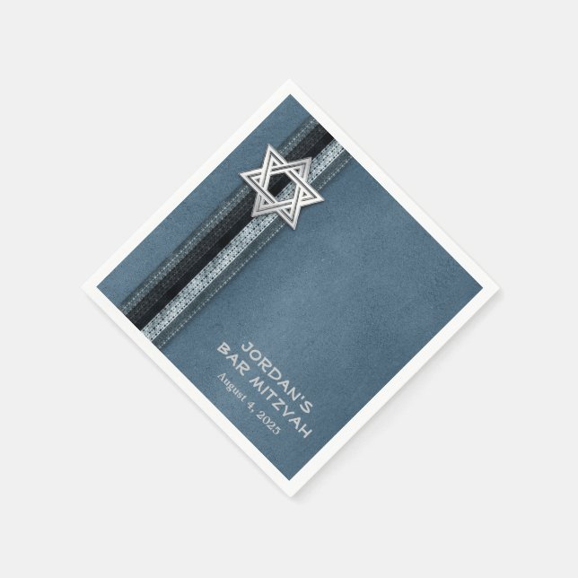 Guardanapo De Papel Bar Azul Mitzvah Stripes (Canto)