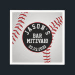 Guardanapo De Papel Bar de basebol personalizado Mitzvah Vermelho Pret<br><div class="desc">Guardanapos de papel Mitzvah,  Bar de beisebol branco e vermelho personalizado.</div>
