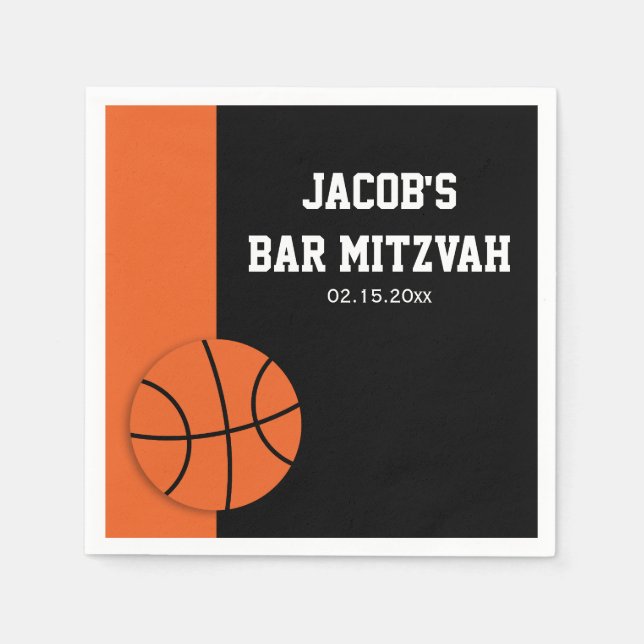 Guardanapo De Papel Bar de basquete Mitzvah Personalizado (Frente)