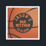 Guardanapo De Papel Bar de basquete personalizado Mitzvah<br><div class="desc">Bar de basquete preto e laranja personalizado,  guardanapos de papel Mitzvah. Personalizado com o nome do seu filho e o Bar Mitzvah.</div>