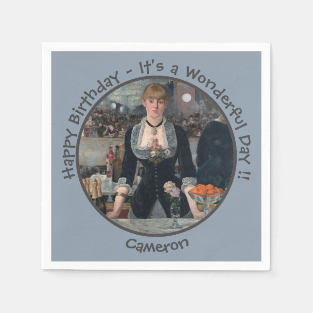 Guardanapo De Papel Bar de Manet na Coleção do Partido Folies-Bergère (Frente)