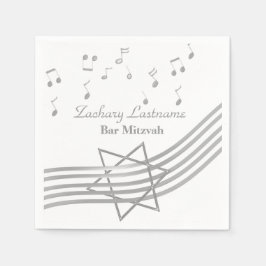 Guardanapo De Papel Bar de música Mitzvah Silver