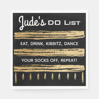 Guardanapo De Papel BAR Mat Mitzvah Clássico Preto e Dourado Napkins