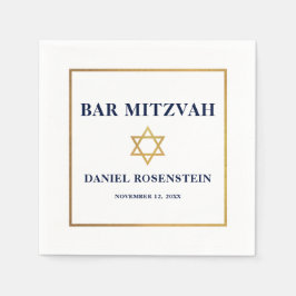 Guardanapo De Papel Bar Mitzvah Azul Branco Dourado