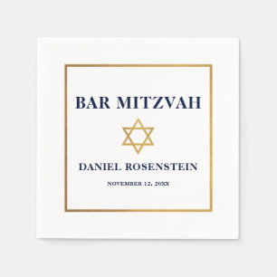 Guardanapo De Papel Bar Mitzvah Azul Branco Dourado