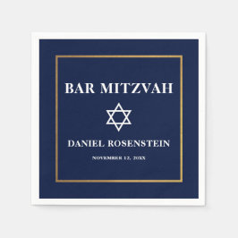 Guardanapo De Papel Bar Mitzvah Azul e Dourado