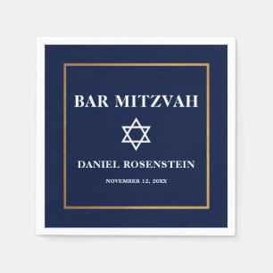 Guardanapo De Papel Bar Mitzvah Azul e Dourado