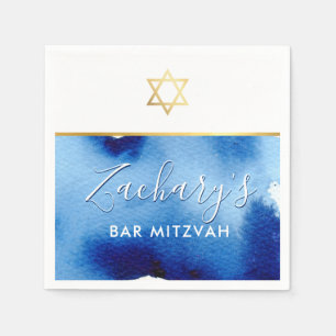 Guardanapo De Papel BAR MITZVAH - cor-de-água azul-inteligente