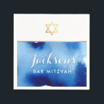 Guardanapo De Papel BAR MITZVAH - estrela dourada - cor azul-aquarela<br><div class="desc">por kat massard >> WWW.SIMPLYSWEETPAPERIE.COM <<<</div>