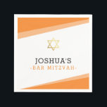 Guardanapo De Papel BAR MITZVAH - estrela simples, cor laranja brilhan<br><div class="desc">por kat massard >> WWW.SIMPLYSWEETPAPERIE.COM <<<</div>
