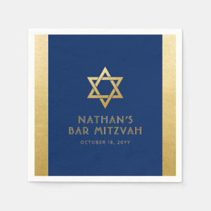 Guardanapo De Papel Bar Mitzvah Marinho Azul Dourado Clássico Persona