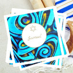 Guardanapo De Papel Bar Mitzvah Padrão Azul Moderno Judeu<br><div class="desc">Marque a cena para uma celebração moderna do tema. Azul é a cor de fundo para este grafite personalizado moderno Bat Mitzvah design com uma Estrela de David. Altere facilmente as informações para a sua própria parte personalizada. De uma variedade de papéis de carta e produtos personalizados dos Designs Finos...</div>