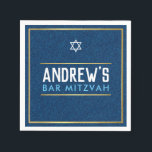 Guardanapo De Papel BAR MITZVAH smart bold type gold denim blue aqua<br><div class="desc">por kat massard >> WWW.SIMPLYSWEETPAPERIE.COM <<<</div>