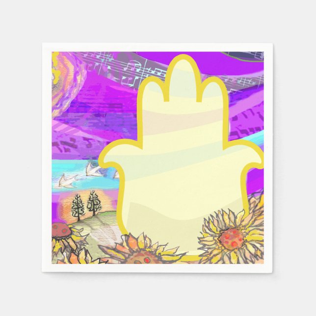 Guardanapo De Papel Bar Musical Hemsa Bat Mitzvah Mesa Número de Assen (Frente)