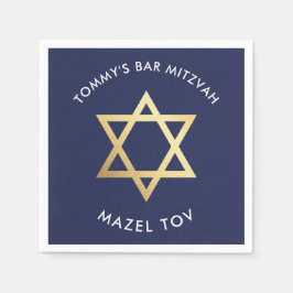Guardanapo De Papel BAR PERSONALIZADO Mitzvah mazel tov star marinho +