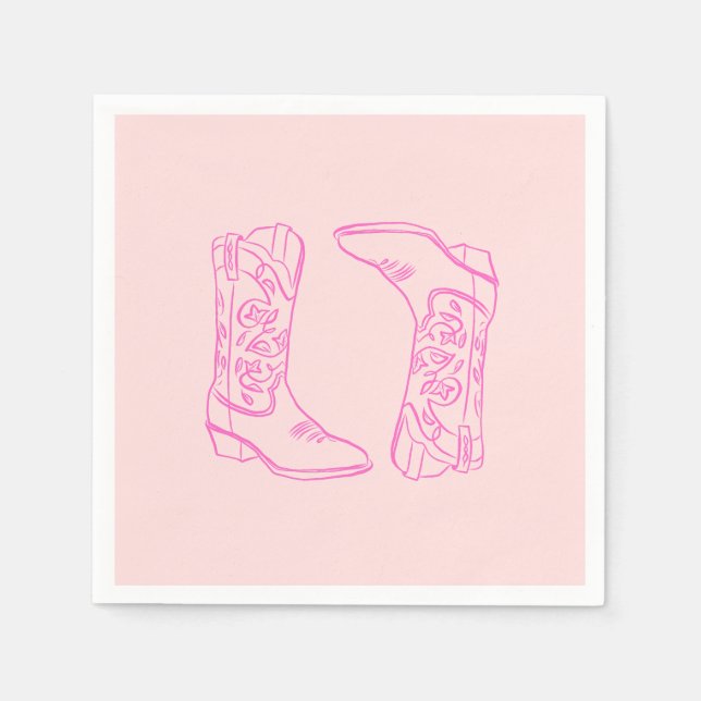 Guardanapo De Papel Barbie Rosa Boots Cowgirl Bachelorette (Frente)