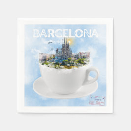 Guardanapo De Papel Barcelona em um Teacup - Sagrada Familia Skyline