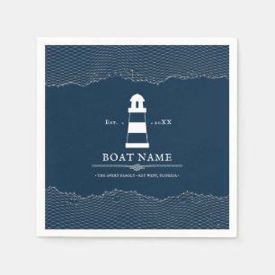 Guardanapo De Papel Barco de Farol Azul Personalizado Náutico Napkin