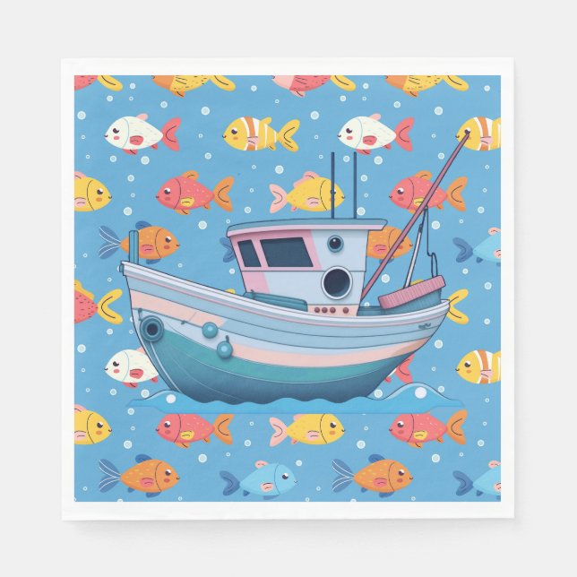 Guardanapo De Papel Barco de Pesca (Frente)