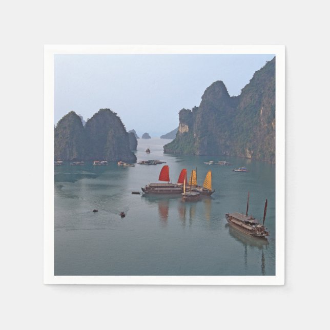Guardanapo De Papel Barcos à vela em Ha Long Bay - Vietname, Ásia (Frente)