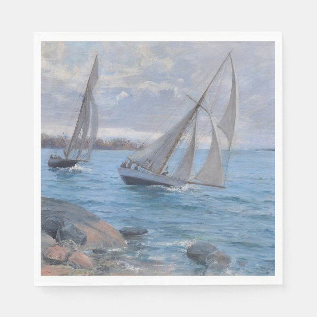 Guardanapo De Papel Barcos à vela no rio (Frente)