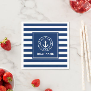 Guardanapo De Papel Barcos Náuticos Nome Anchor Rope Estrelas Blue St