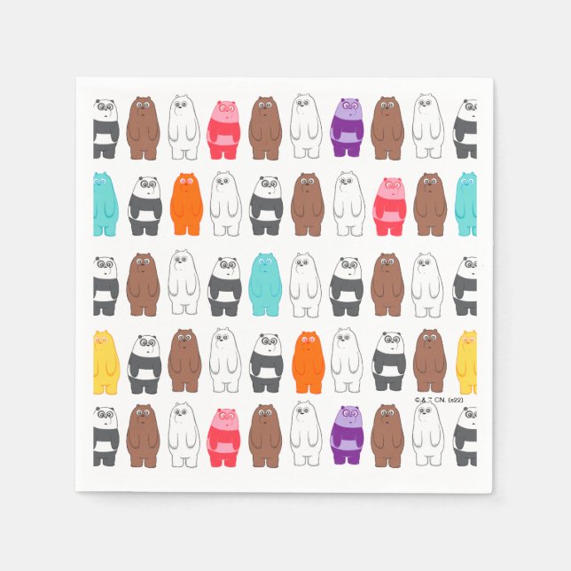 Guardanapo De Papel Bare Bears Colorful Bear Patterno (Frente)