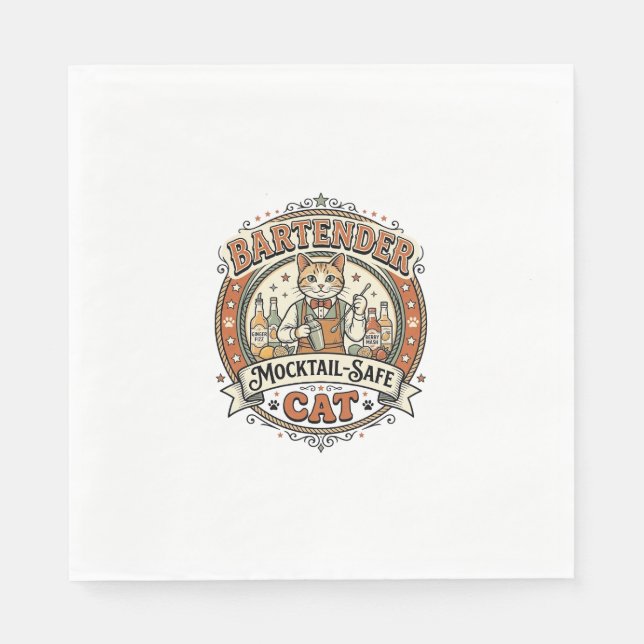 Guardanapo De Papel Barman Mocktail-Safe Gato Barman Mocktail-Safe (Frente)