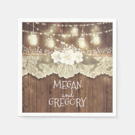 Guardanapo De Papel Barn Wood Lights Mason Jar Rustic Weding