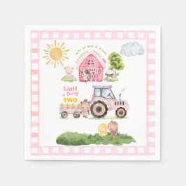 Guardanapo De Papel Barnyard Fun Pink 2nd Birthday 