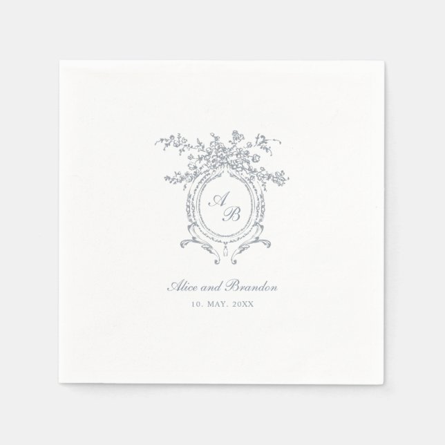 Guardanapo De Papel Baroque Floral Ornament Wedding Paper Napkin (Frente)