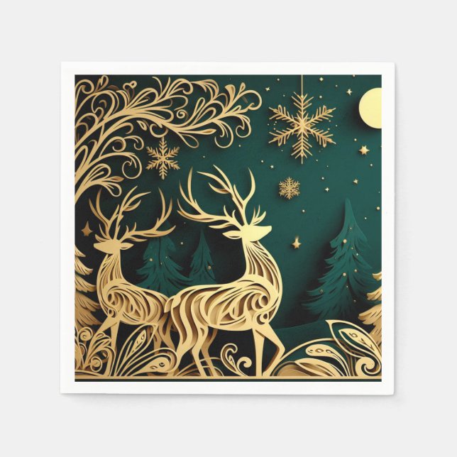 Guardanapo De Papel Baroque Winter Stags (Frente)