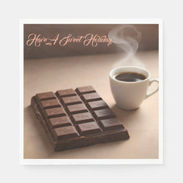 Guardanapo De Papel Barra de Chocolate Doce e Xícara de Café Personali