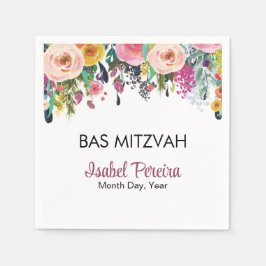 Guardanapo De Papel Bas Mitzvah Floral Napkins Personalizado
