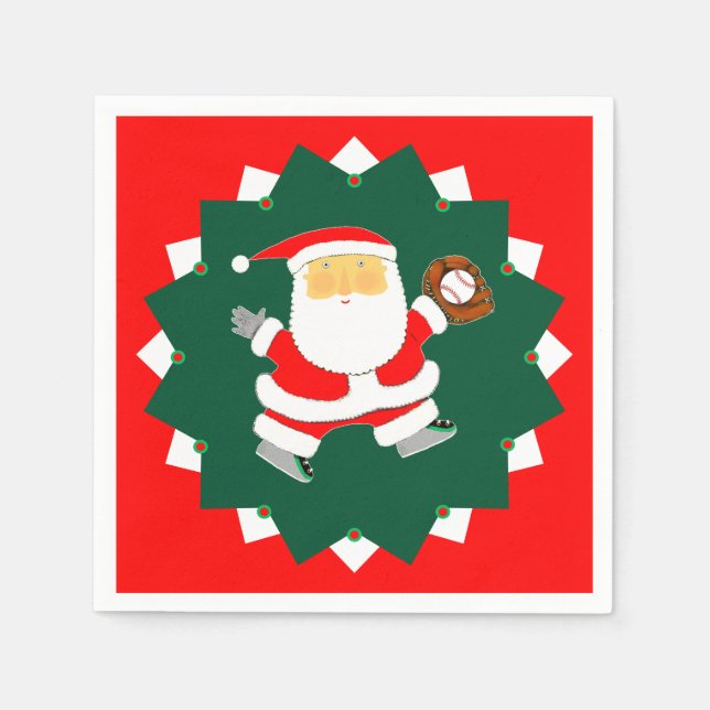 Guardanapo De Papel Baseball Christmas Holiday Party (Frente)