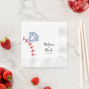 Guardanapo De Papel Baseball e Anel Glitter Monogramas Napkins