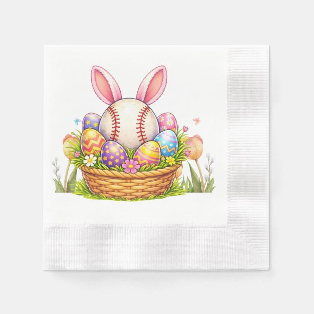 Guardanapo De Papel Baseball Easter  themed  (Frente)