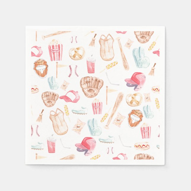 Guardanapo De Papel Baseball em Aquarela (Frente)