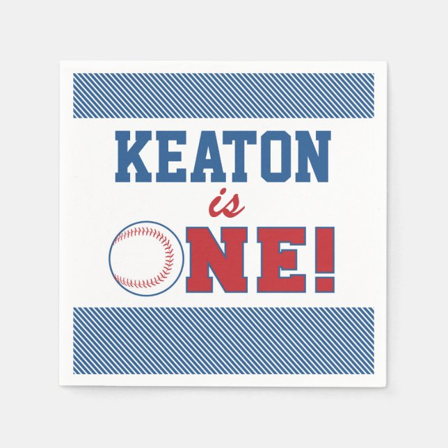 Guardanapo De Papel Baseball First Birthday Custom Napkins (Frente)