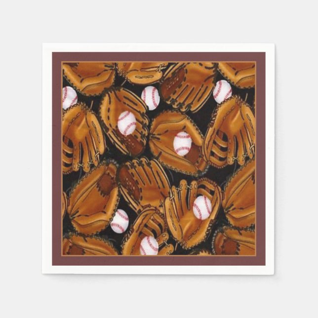 Guardanapo De Papel Baseball Mits Padrão Napkins (Frente)